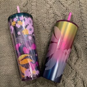 Starbucks Winter 2022 Stainless Steel and Acrylic Floral Tumbler Set